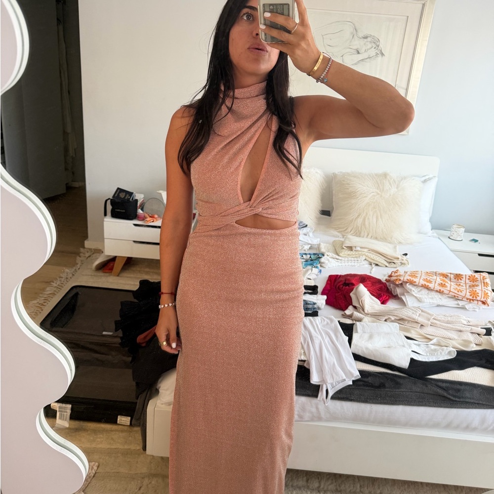 Baobab Sleeveless Cutout Maxi Dress in Dusty Rose